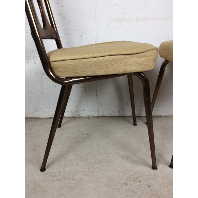 Metal Mid Century Modern Pair of Chairs With Smoked Lucite Seat Back and Vintage Upholstery by Chromecraft For Sale - Image 7 of 13