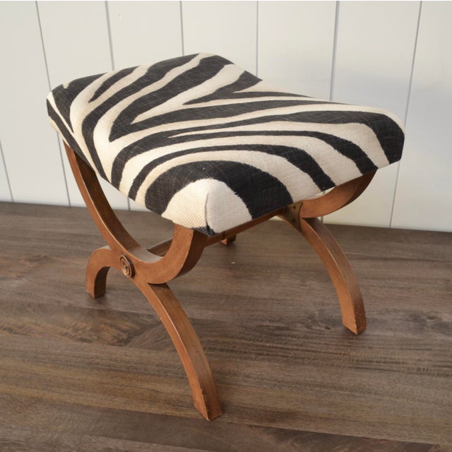 Neoclassical Footstool in Ralph Lauren Zebra Print Fabric Chairish