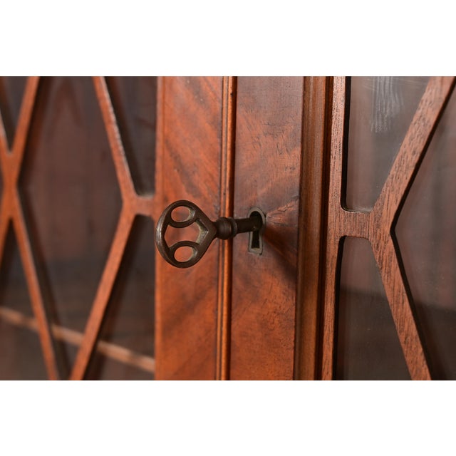 Chippendale Flame Mahogany Drop Front Secretary Desk With Bookcase Hutch by Saginaw Furniture, Circa 1920s For Sale - Image 10 of 18
