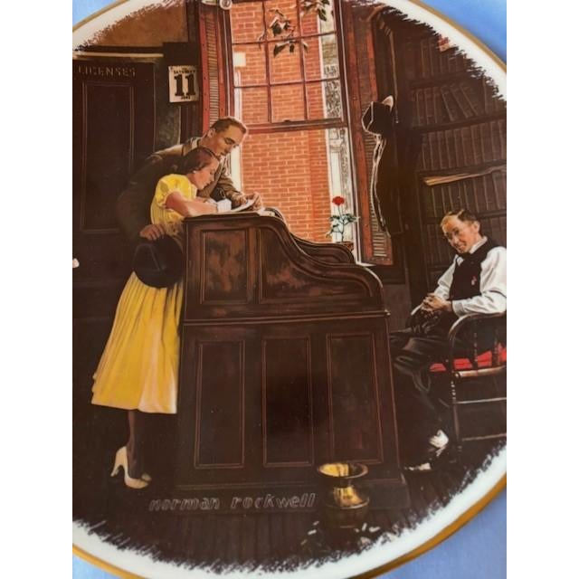 1970s 3 Norman Rockwell's Decorative Plates: Marriage License, Painter, Add Two Cups and a Measure of Love: For Sale - Image 6 of 7