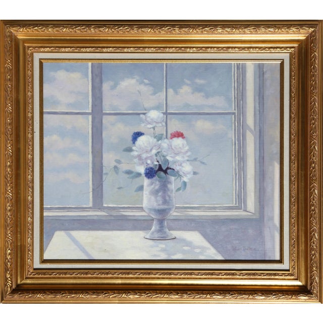 Flower Still Life in Front of Window, Les Bullene, Painting For Sale - Image 4 of 4