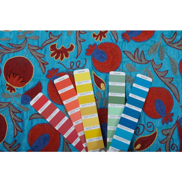 Silk Suzani With Pomegranates, Wall Hanging Decor 8'5'' X 10' For Sale - Image 10 of 10