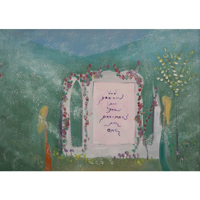 Green Mid Century Modern Surrealist Hawaiian Visionary Art - The Dream & the Dreamers by Marguerite Blasingame For Sale - Image 8 of 13