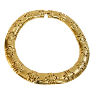 1980s Stunning Highly Polished Gold-Plated Link Panel Collar Necklace For Sale