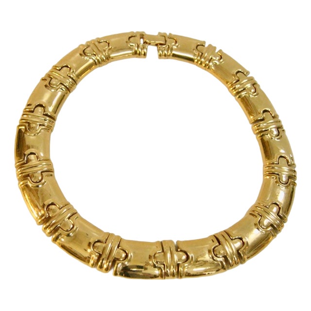 1980s Stunning Highly Polished Gold-Plated Link Panel Collar Necklace For Sale