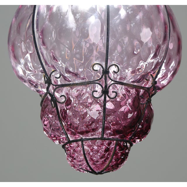 1960s Wonderful Large Magenta Colour Venetian Lantern, Seguso Murano Glass, Italy For Sale - Image 14 of 14
