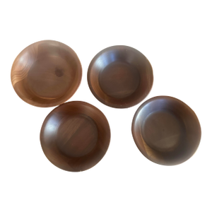 Mid-Century Modern Walnut Wood Bowls —Set of 4