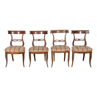 Set of Four Late 18th–Early 19th Century Tuscan Walnut Directoire Chairs For Sale