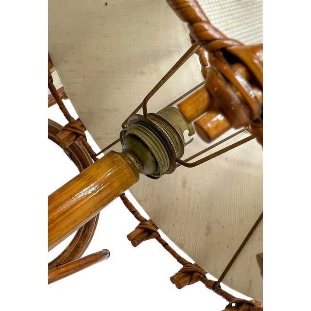 Bamboo and Rattan Wall Lights by Louis Sognot, 1960s, Set of 2 For Sale - Image 12 of 14