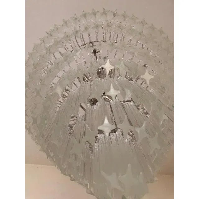 Early 21st Century Murano Glass Transparent Quadriedo Cut Glass Chandelier For Sale - Image 9 of 11