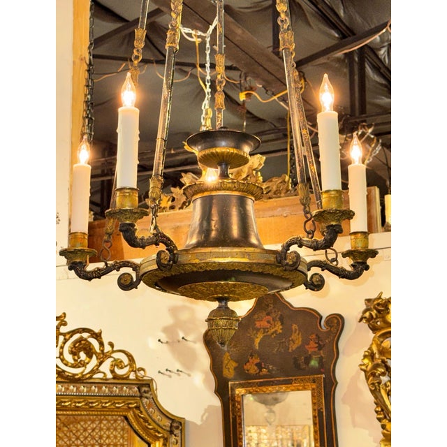 Traditional 19th Century French Empire Bronze Chandelier For Sale - Image 3 of 8