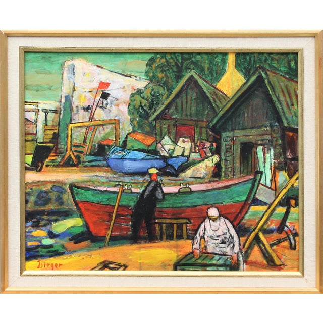 Birger E. Son Birger, Harbour, 1960s, Oil on Panel, Framed For Sale - Image 18 of 18