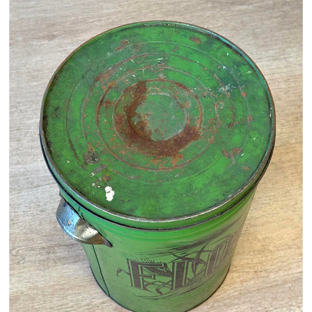 Green Antique 22" Farmhouse General Store Green Tin Flour Bin For Sale - Image 8 of 11
