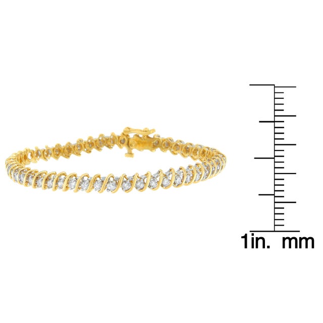 Haus of Brilliance 18K Yellow Gold Round Cut Diamond Spiral Link Bracelet (2.00 cttw, I-J Color, I1-I2 Clarity) For Sale - Image 4 of 4