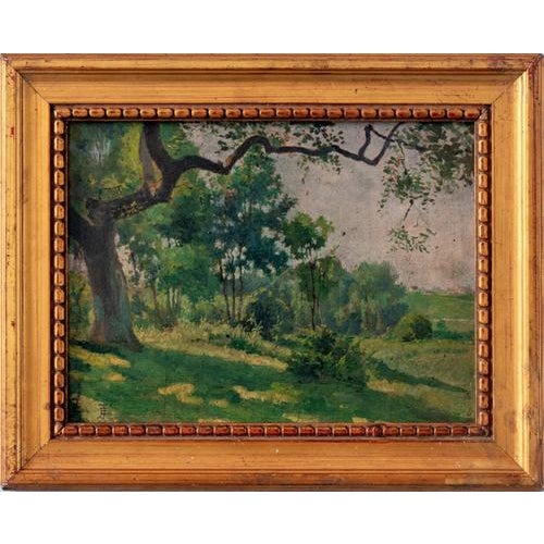 Alfred Garcement, Landscape with Trees, Oil Painting on Board, Early 20th Century, Framed For Sale - Image 5 of 9