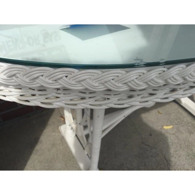 Off-white Vintage Wicker Console Table For Sale - Image 8 of 9