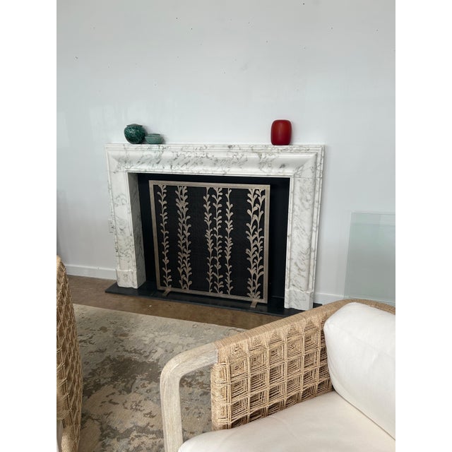 Metal Aged Silver Penelope Fireplace Screen Iron For Sale - Image 7 of 7