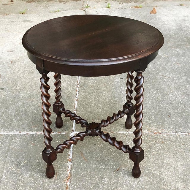 Antique Barley Twist Round End Table Gueridon Chairish