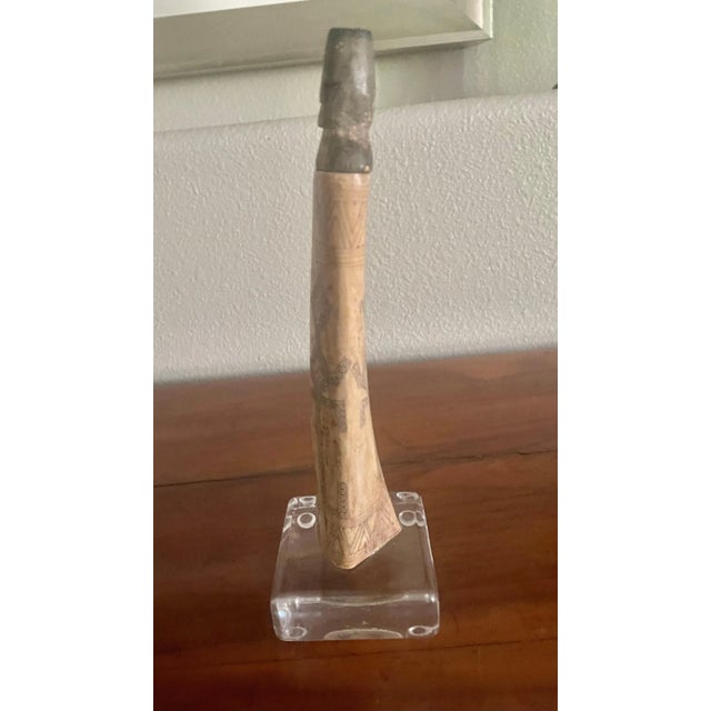 Plastic 19th Century Indonesian Tribal Scrimshaw Figure Sculpture (10" High) For Sale - Image 7 of 8