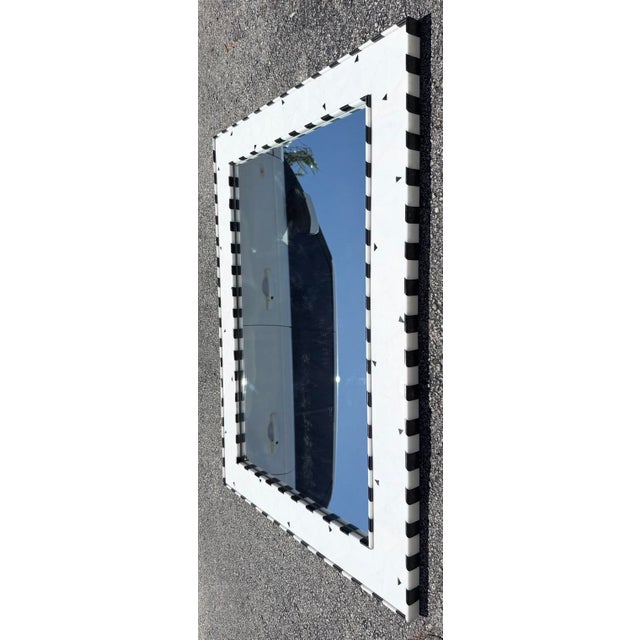 Black & White Checkerboard Marble Wall Mirror From 90's For Sale - Image 4 of 8