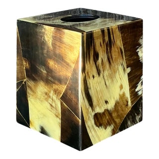 Vintage Boho Tessellated Horn Tissue Box Cover For Sale