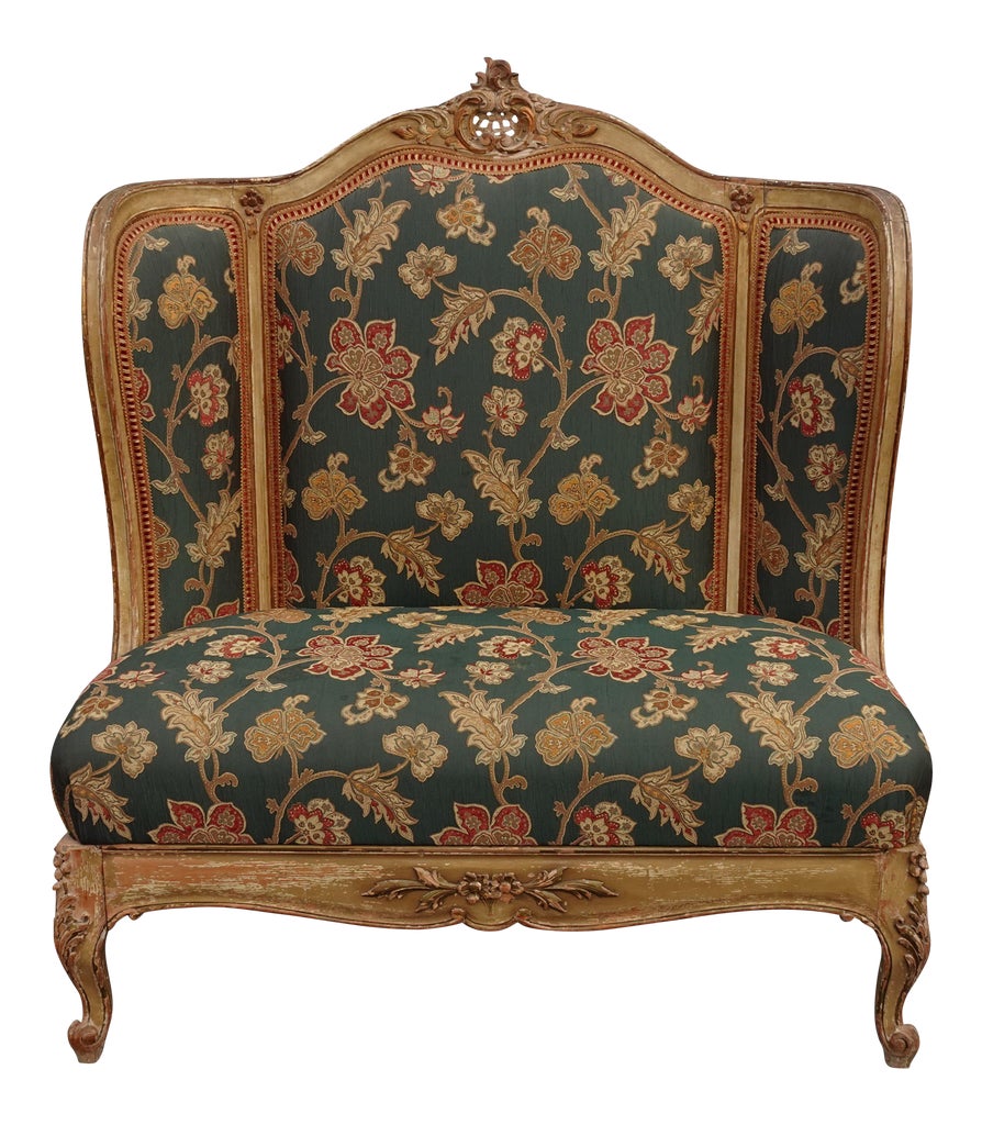 Vintage French Provincial Louis XVI Rococo Gold Floral Settee W Red ...