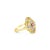 Contemporary Vintage Style Pave Ruby Diamond Ring 14k Yellow Gold, Size 6 For Sale - Image 3 of 3