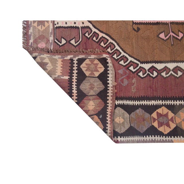 Mid 20th Century Vintage Decorative Turkish Kars Kilim Rug For Sale - Image 5 of 6