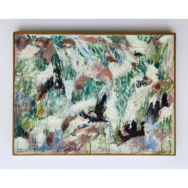 20th Century Abstracted Landscape Painting by Swedish Artist Lillemor Tell For Sale - Image 4 of 4