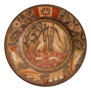 Vintage Mexican Hand Painted Terracotta Wall Plate by Amado Galvan, 1970s