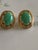 Jade Vintage 14k Gold Oval Jade Cabochon Earrings, A Pair For Sale - Image 8 of 8