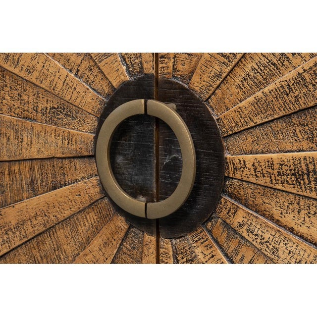 Brown Sunburst Wood Sideboard For Sale - Image 8 of 10