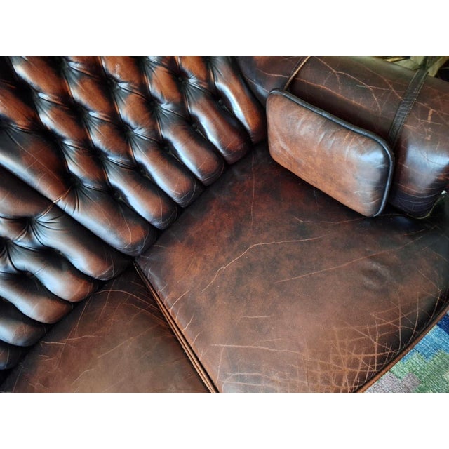 Chesterfield 3-Seater Sofa in Chestnut-Coloured Leather For Sale - Image 11 of 18