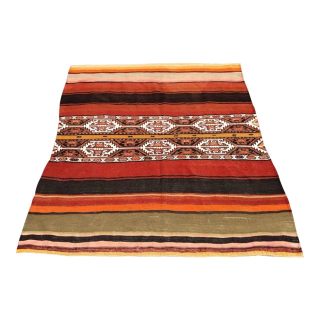 Mini Sofra Kilim Rug - 54" X 64.5" For Sale