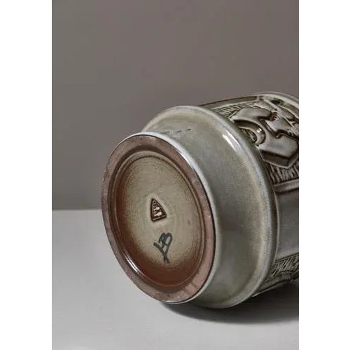 Scandinavian Modern Stoneware Vase with Bull Motif by Michael Andersen, 1960s For Sale - Image 9 of 11