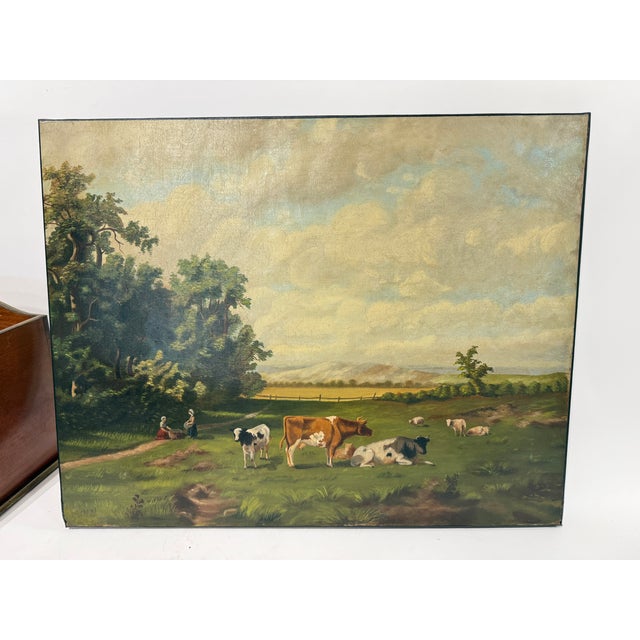 Late 19th Century English 19th Century Pastoral Landscape With Cattle & Sheep Grazing For Sale - Image 5 of 10