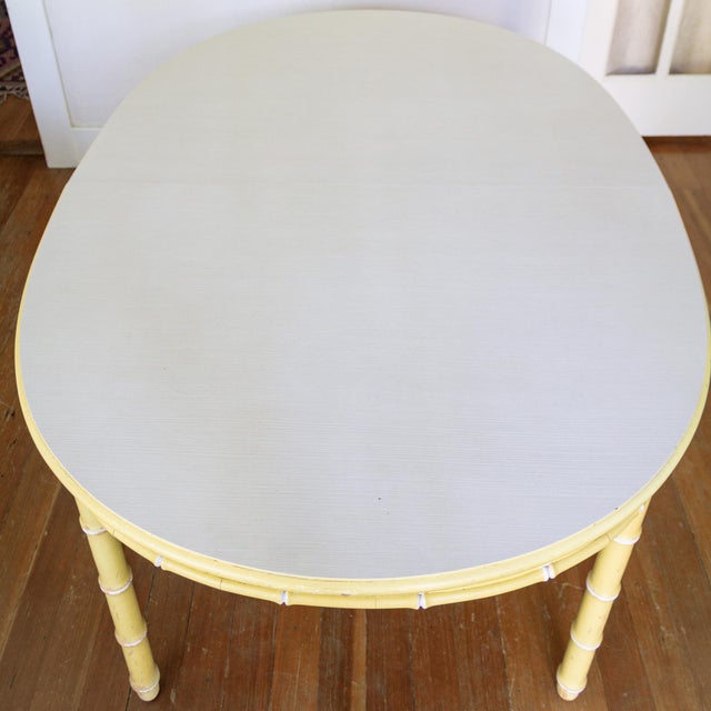 Thomasville Thomasville Faux Bamboo Butter Yellow Oval Dining Table For Sale - Image 4 of 12