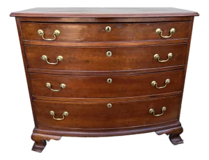 A Very Nice Antique Cherry Chippendale Bow Front Chest of Drawers, New England, 1790’s