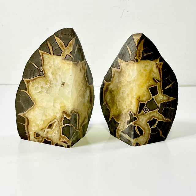 Mid 20th Century Mid-Century Abstract Geometric Boho Chic Septarian Stone Bookends - A Pair For Sale - Image 5 of 16