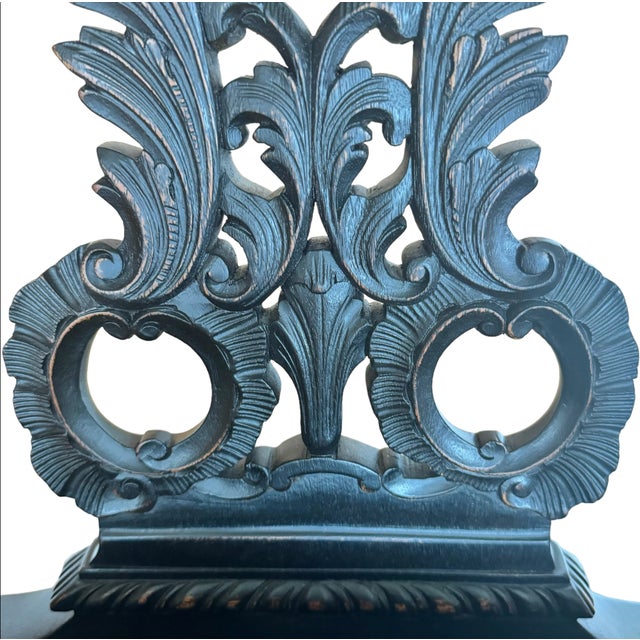 Pair of Late 20th Century George III Chippendale Style Ebonized Armchairs For Sale - Image 9 of 12