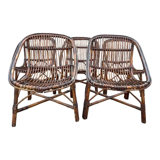 Rattan Armchairs, 1950s, Set of 5 For Sale - Image 10 of 11