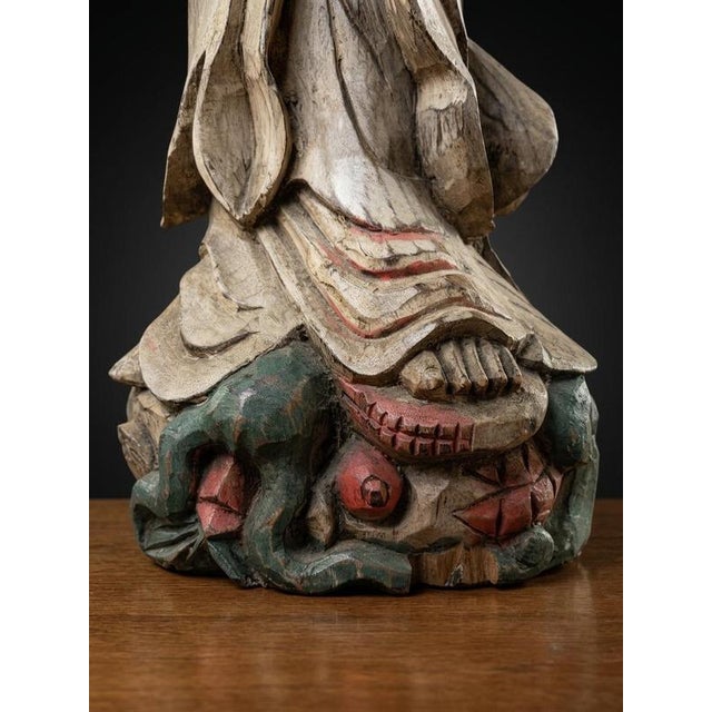 Large Hand Carved Kwan Yin Statue For Sale - Image 3 of 4