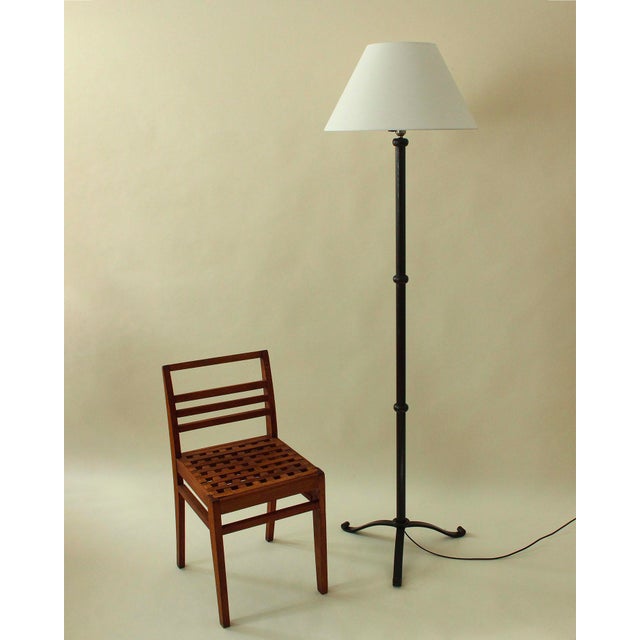 Black Neoclassical Wrought Iron Floor Lamp, 1930s For Sale - Image 8 of 9