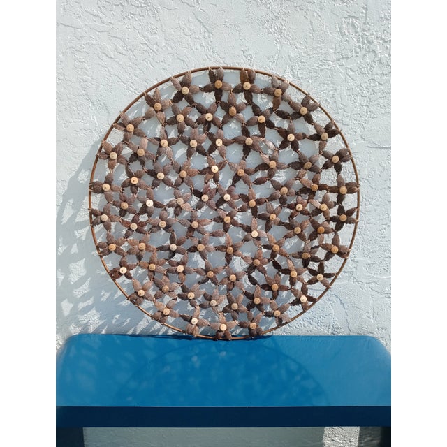 Metal Large Coconut Shell Circular Star Design Wall Art by Palecek For Sale - Image 7 of 8