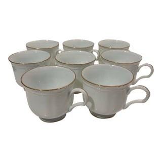 Late 20th Century Mikasa Gold Coin Tea Cups - Set of 8 For Sale