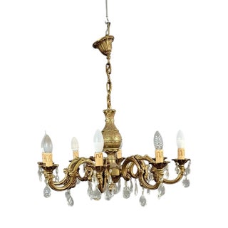 Louis XV Style Gilt Bronze Chandelier with Tassels, 1950 For Sale