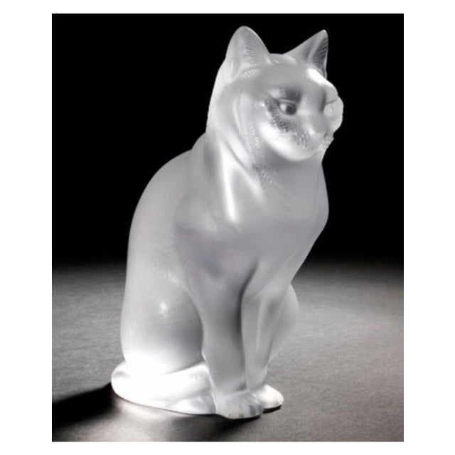 1920s Subject Model Sitting Cat in Crystal by René Lalique, France, 1932 For Sale - Image 5 of 5