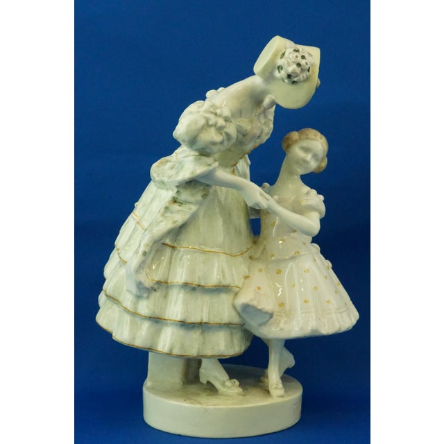 19th Century Art Nouveau Ceramic Sculpture of Dancing Girl & Mother by F. Gruber for Goldscheider, Austria For Sale - Image 8 of 18