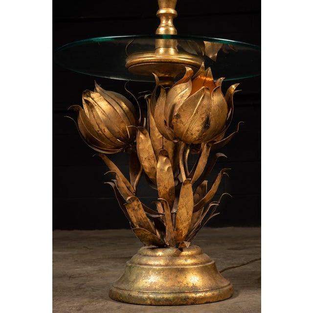 Vintage Hollywood Regency Lamp Table With Floral Motif Lamps For Sale - Image 4 of 7