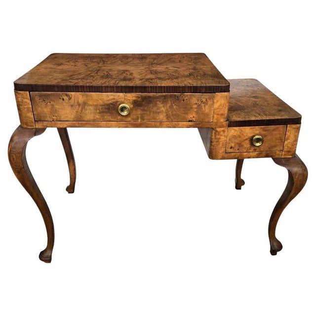 Mid-Century Modern Italian Art Deco Walnut Burl Desk, 1960s For Sale - Image 10 of 10